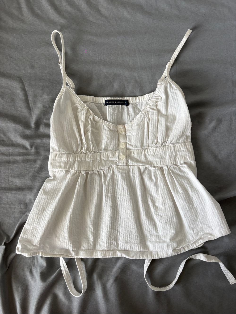 Brandy Melville White Peplum Button-Front Cami